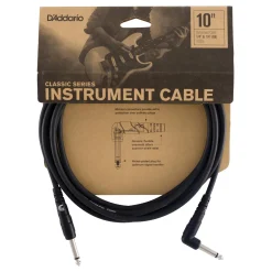 D'Addario Classic Series 1/4" Right Angle Instrument Cable 10'