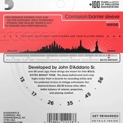 D'Addario EJ12 80/20 Bronze Acoustic Guitar String Set, Medium