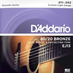 D'Addario EJ13 80/20 Bronze Acoustic Guitar String Set, Custom Light