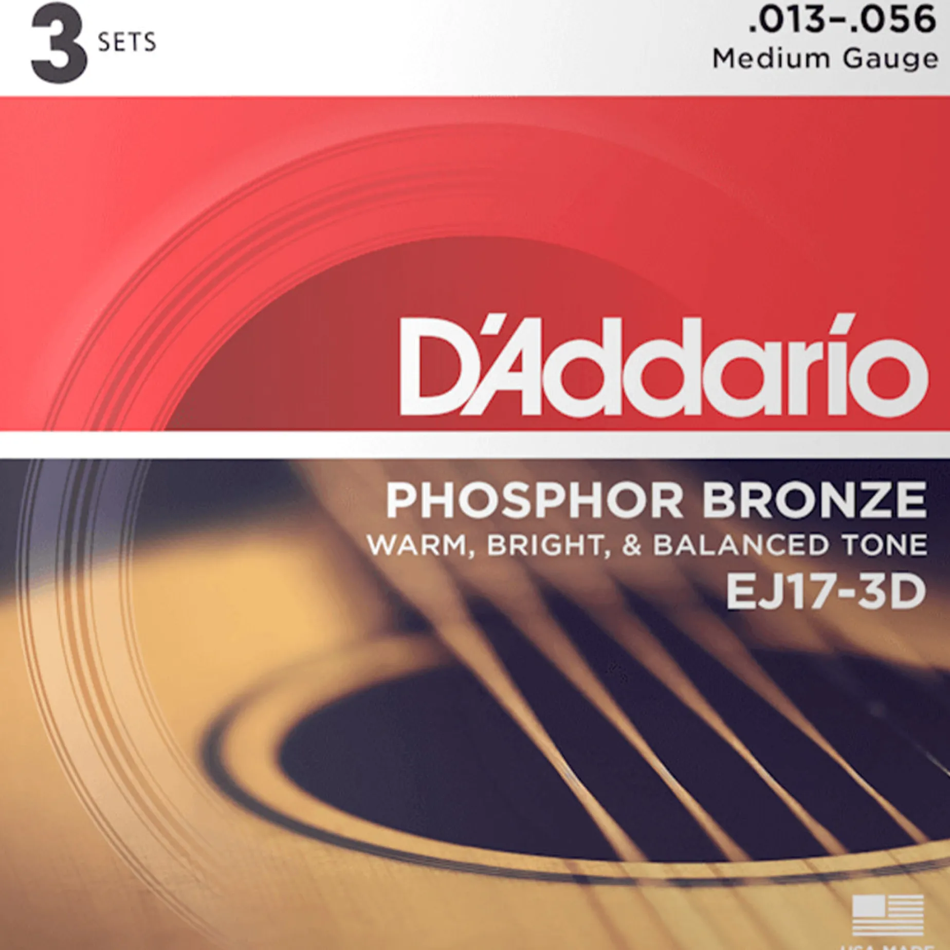 D'Addario EJ17 Phosphor Bronze Acoustic Guitar String Set, Medium