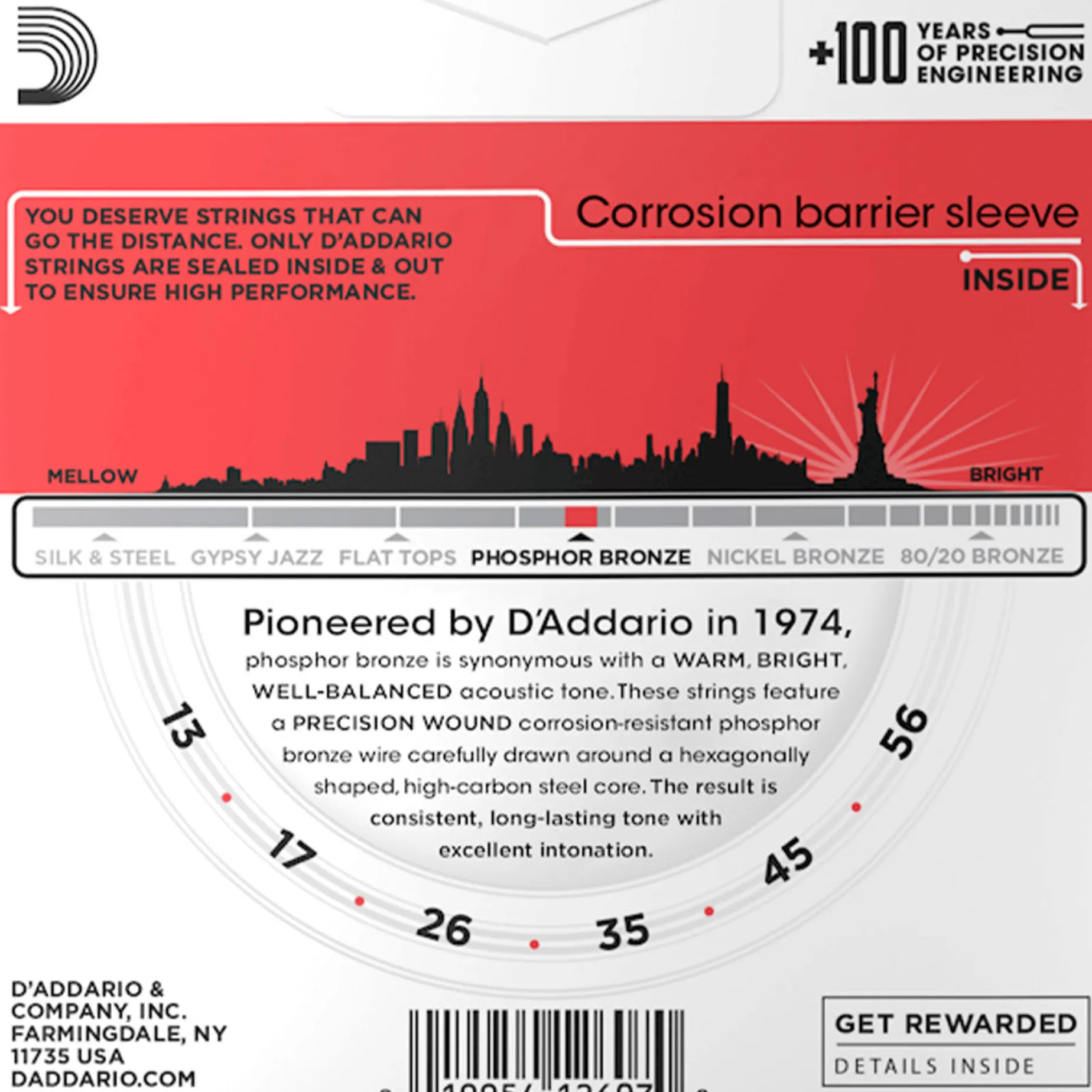 D'Addario EJ17 Phosphor Bronze Acoustic Guitar String Set, Medium