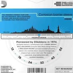 D'Addario EJ16 Phosphor Bronze Acoustic Guitar Strings, Light