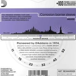 D'Addario EJ26 Phosphor Bronze Acoustic Guitar Strings, Custom Light