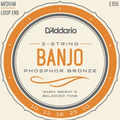 D'Addario EJ55 Phosphor Bronze 5-String Banjo String Set, Medium
