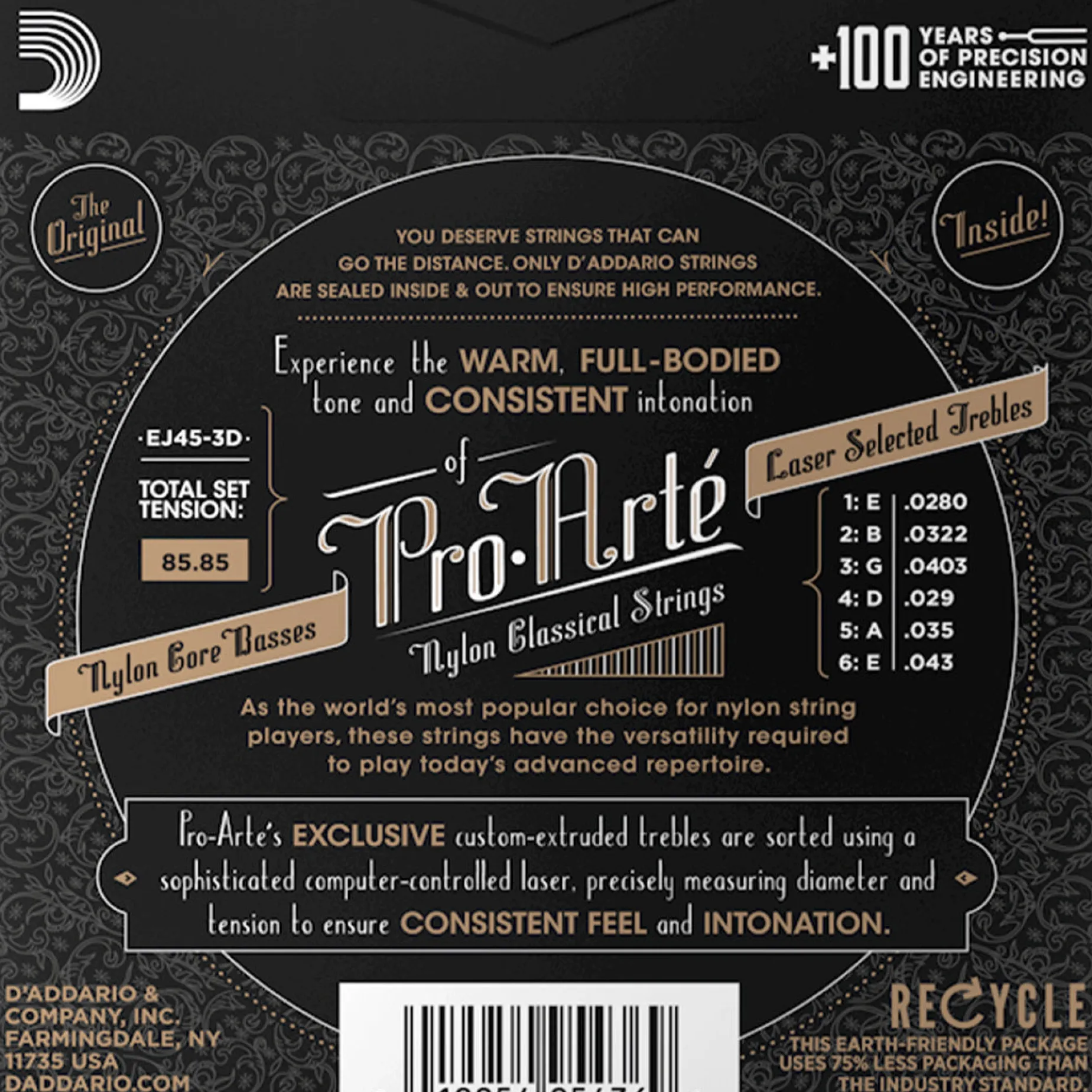 D'Addario EJ45 Pro-Arté Nylon Classical Guitar String Set, Normal