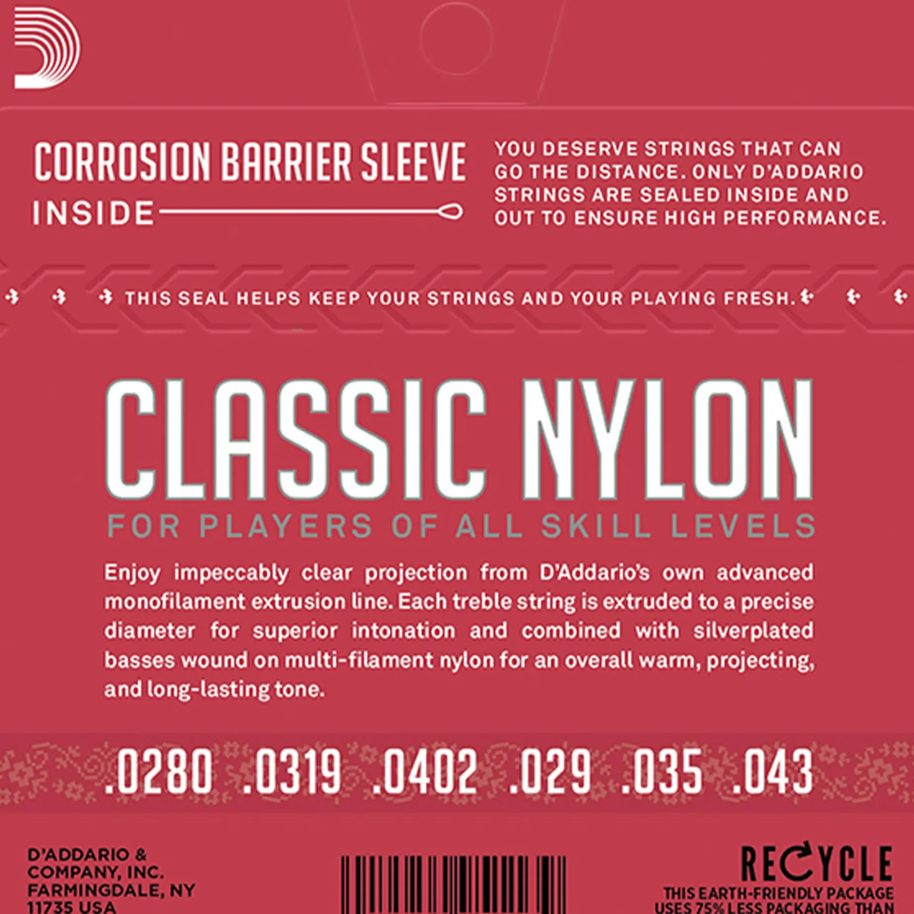 D'Addario EJ27N Student Nylon Classical Guitar String Set, Normal