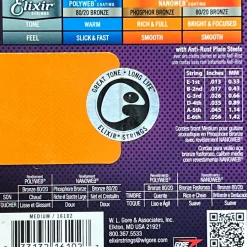 Elixir Phosphor Bronze Acoustic Guitar String Set, Medium