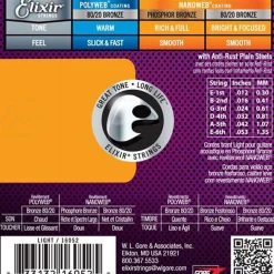 Elixir Phosphor Bronze Acoustic Guitar String Set, Light
