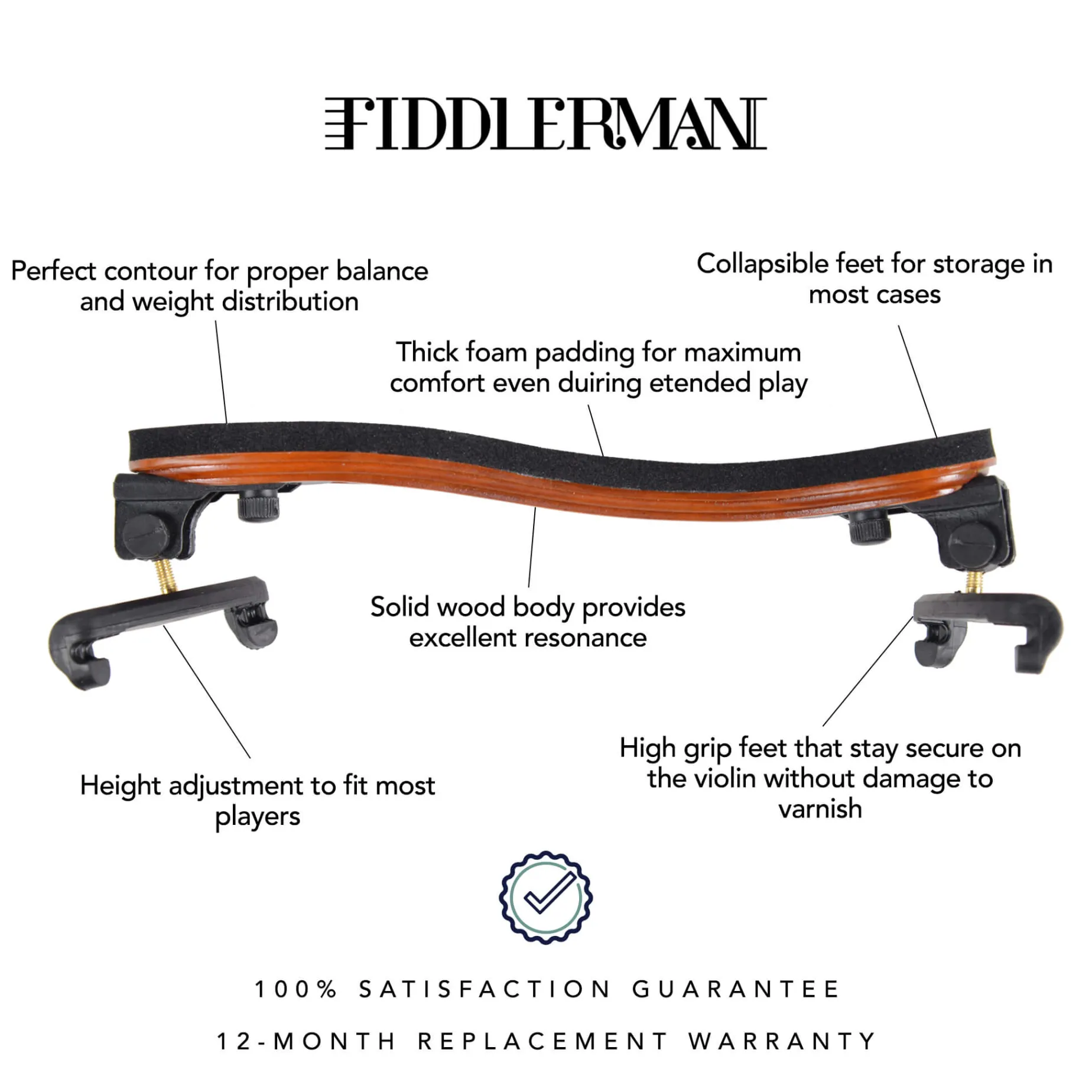 Fiddlerman Wood Viola Shoulder Rest