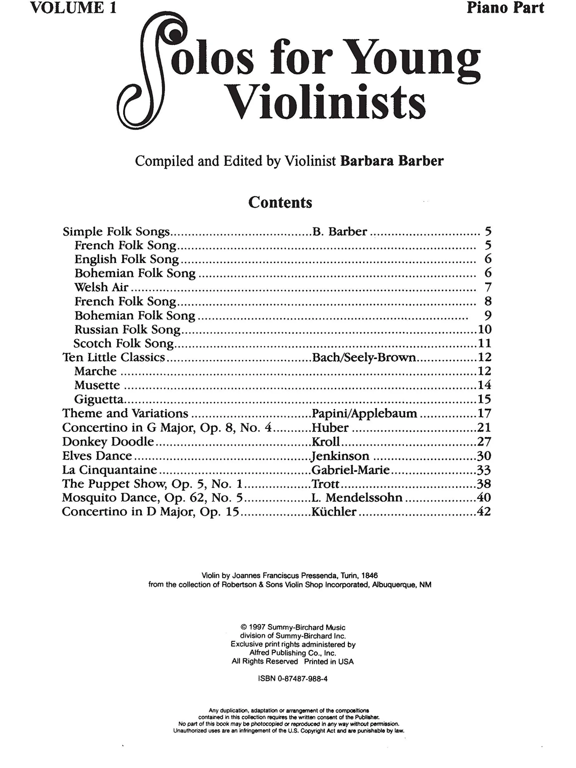 Solos For Young Violinists, Volume 1